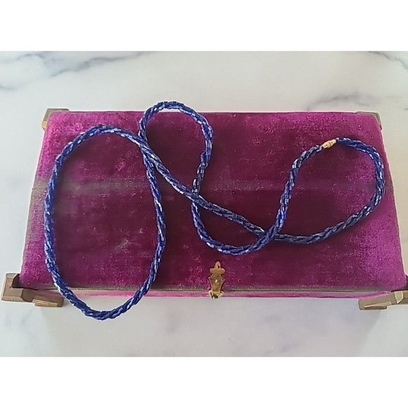 Vintage Blue Glass Beaded Necklace - Picture 4 of 10